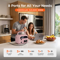 CTOLITY AP400 Soft Pink 500W 346Wh Portable Power Station Solar Generator