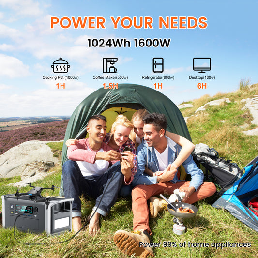 CTOLITY AP1000 Portable Power Station 1024Wh, 1600W AC Output, LiFePO₄ Battery, Fast Charging