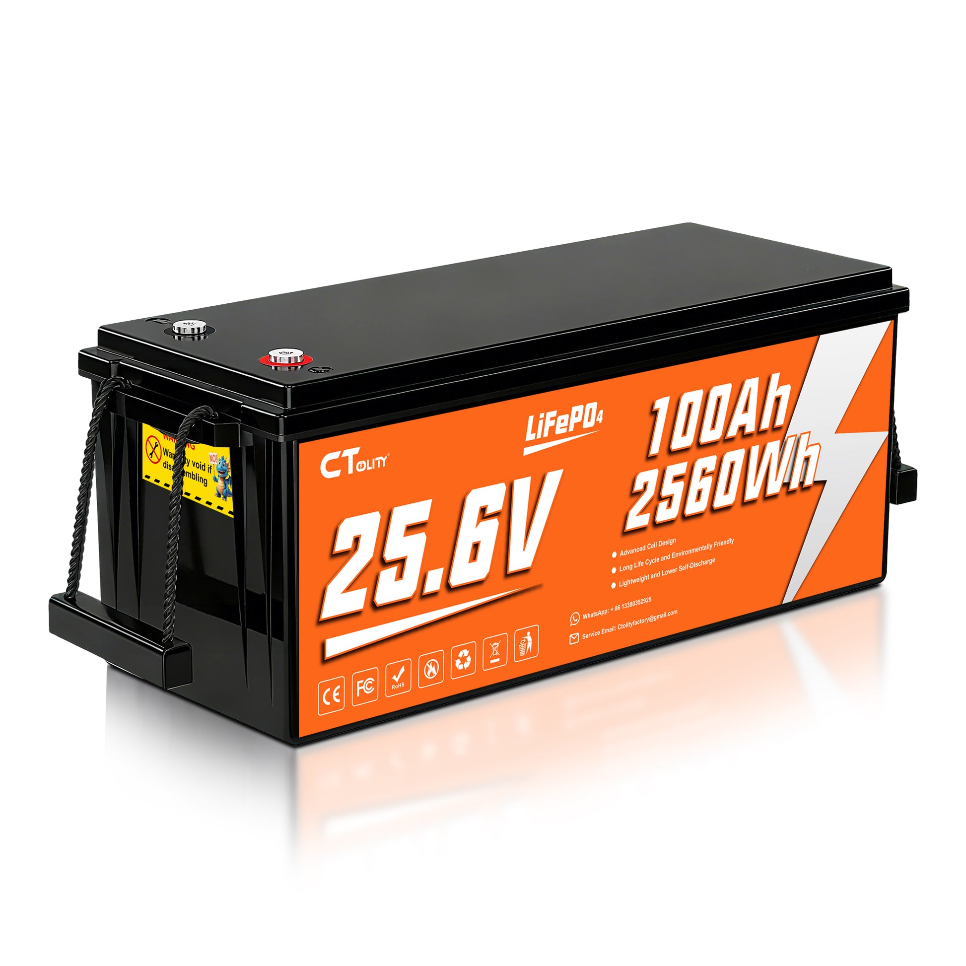 CTOLITY  CT100-25 25.6V 100Ah 2560Wh LiFePO4 Battery